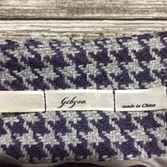 Gibson Houndstooth Plaid Blazer Women’s XS Gray Purple No Show Button - Picture 7 of 10